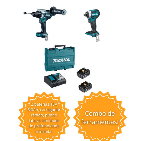 Kit Dlx2412T Parafusadeira Dhp486 + Furadeira Dtd154  Makita + Carregador A Bateria