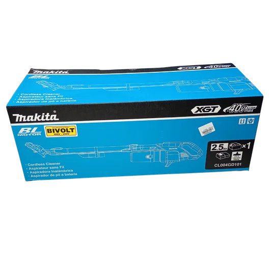 Kit Makita Aspirador De Pó Portátil 40V + Bateria 2,5Ah E Carregador Dc40Ra - Cl004Gd101
