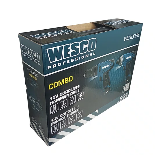 Kit Wesco Parafusadeira De Impacto 12V Ws2504 + Furadeira De Impacto 12V Ws2579 + 2 Baterias 12V 2Ah + Carregador Bivolt E Maleta - Ws1007K