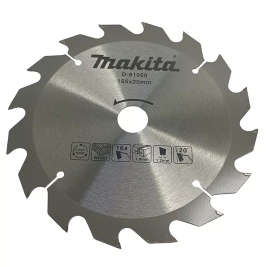 Makita Disco De Serra 165Mm X 20Mm Para Madeira 16 Dentes Tct - D-81050