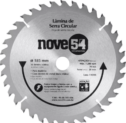 Lamina Serra Circular Videa 185X20X36D 954 - 4668185036 - Vonder