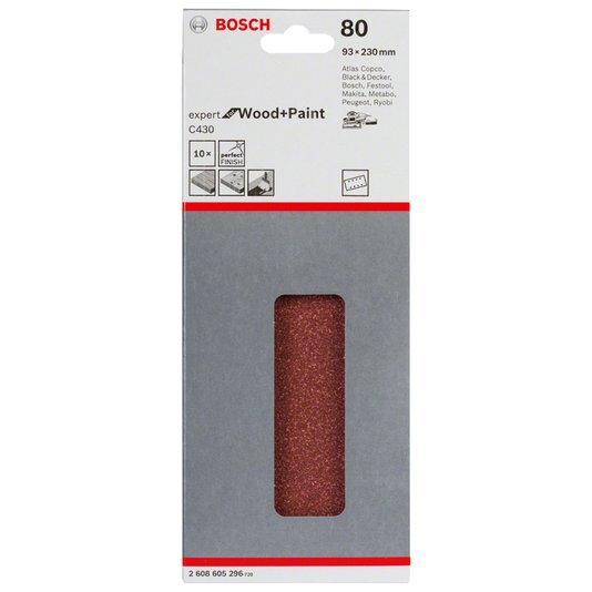 Lixa Perfurada Gr.80 Com 10 Un. Bosch - 2608605296