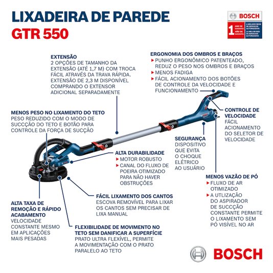 Lixadeira De Parede Gtr 550 220V Maleta 06017D40E0