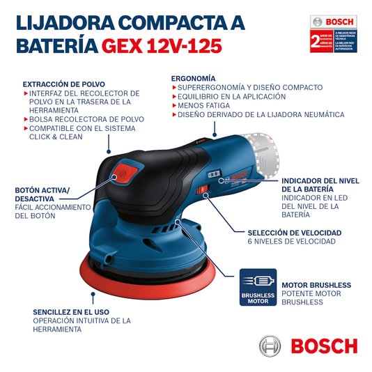 Lixadeira Roto Orbital Bateria Gex 12V-125 0601372101 - Bosch