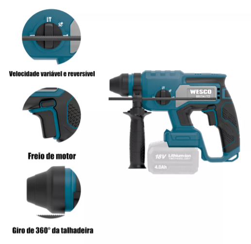 Martelete Sds Plus 22Mm 18V Ws2806.9 - Wesco