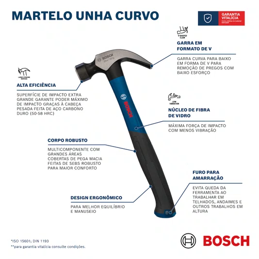 Bosch Martelo De Unha 340G 12Oz Curvo- 1600A03Ak8