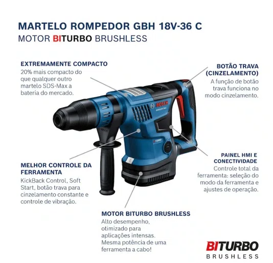 Martelo Perf. Romp. Gbh 18V36 C Sbmal. 0611915081