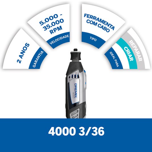 Micro Retifica 4000 220V C/ 36 Acessorios Dremel - F0134000Nc