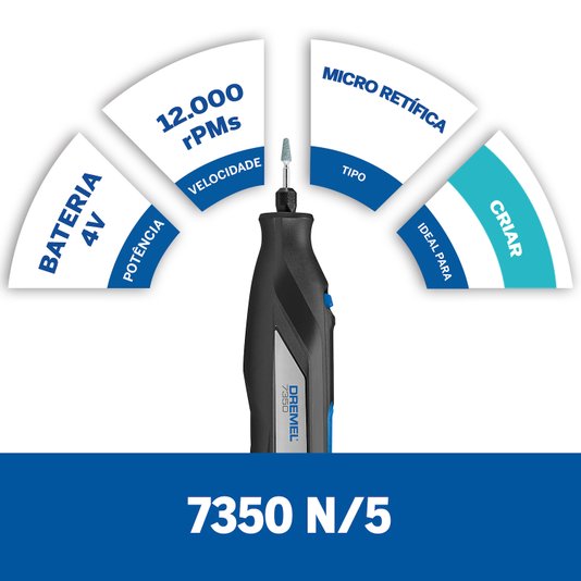Dremel 7350 Micro Retífica A Bateria De 4Vmax Com 5 Acessórios