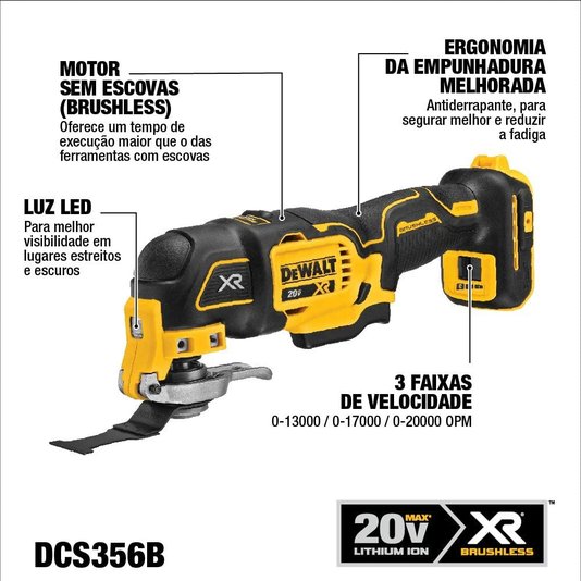 Multiferramenta Oscilante 20V Max* Li-Ion Xr Brushless Dewalt - Dcs356B