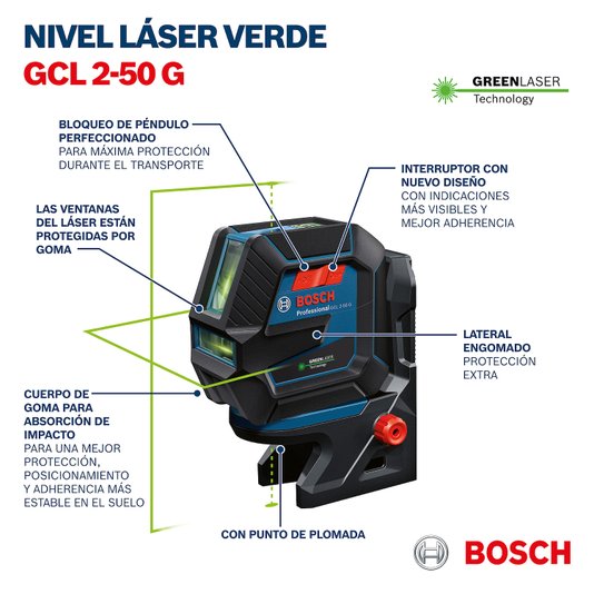 Nível A Laser Gcl 2-50 G Bosch 50M Com Pontos - 0601066M01  + Tripe Bt150