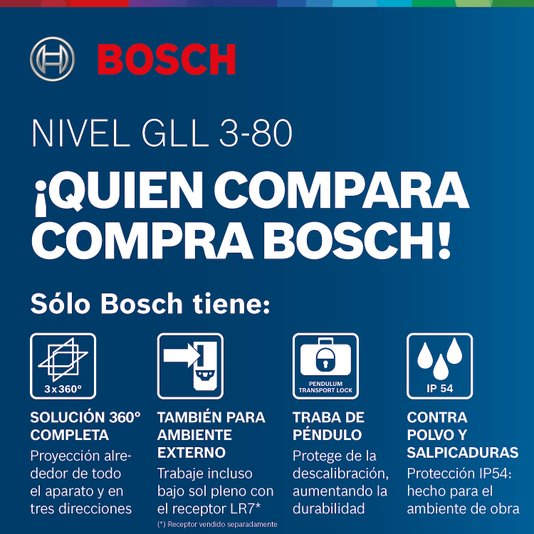 Nível A Laser Gll 3-80 Bosch 80M, 360, Com Maleta - 0601063S00