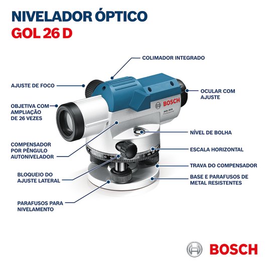Nivel À Laser Óptico Gol 26 D 26X C/ Maleta -  Bosch