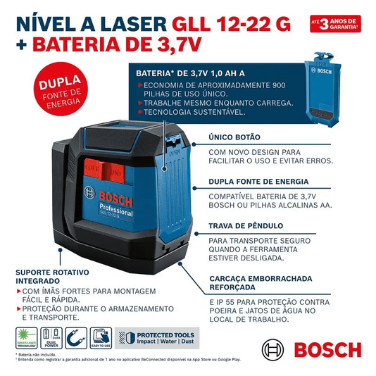 Nivel Laser Gll 12-22 G Bosch Linhas Verdes - 0601065320
