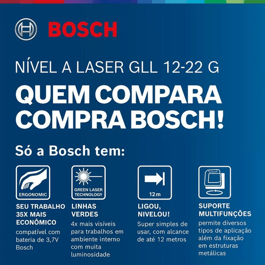 Nivel Laser Gll 12-22 G Bosch Linhas Verdes - 0601065320
