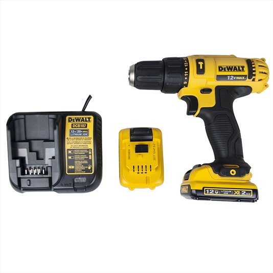 Kit Dewalt Parafusadeira/Furadeira De Impacto 3/8" 12V Li-Ion + 2 Baterias 1.3Ah E Carregador Bivolt - Dcd716D2-Br