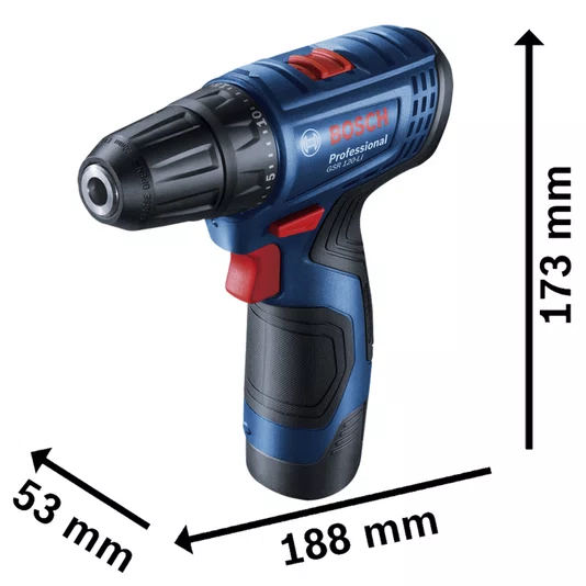 Kit Bosh Furadeira/Parafusadeira 12V+ 2 Baterias 2 Ah+ Carregador Bivolt E Maleta - 06019G80E0 - Bosch