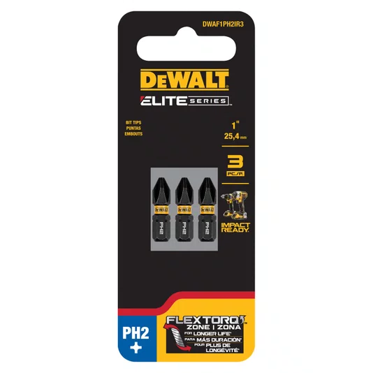 3 Ponteiras Phillips #2  Flextorq Dewalt - Dwaf1Ph2Ir3