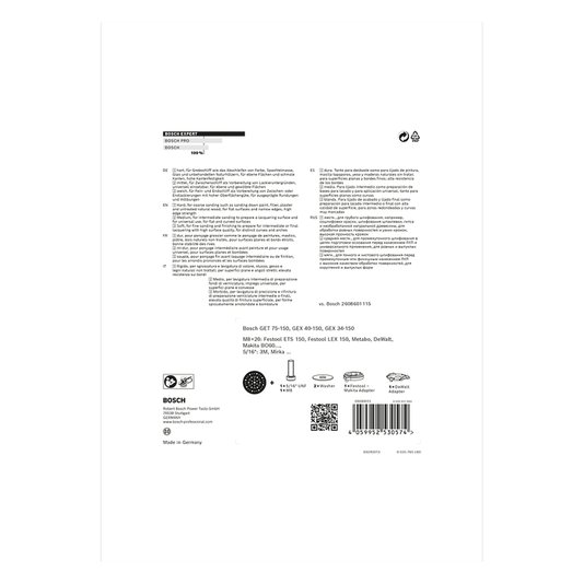 Prato Autoaderente Para Lixadeira Excêntrica Bosch Expert 150Mm 2608900007