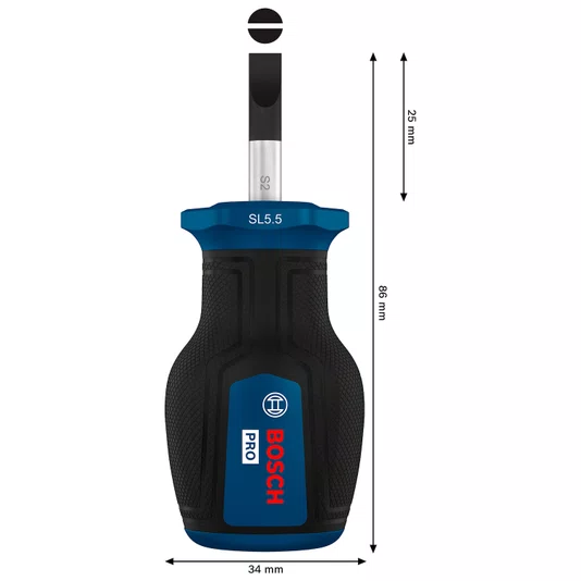 Bosch Pro Chave De Fenda Curta Sl 1.0X5.5X25Mm - 1600A039Tm