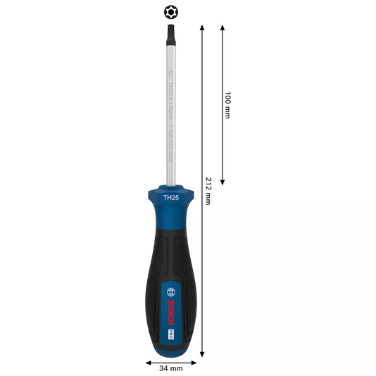 Bosch Chave Torx Com Furo Guia Th25 100Mm Pro - 1600A039Sm