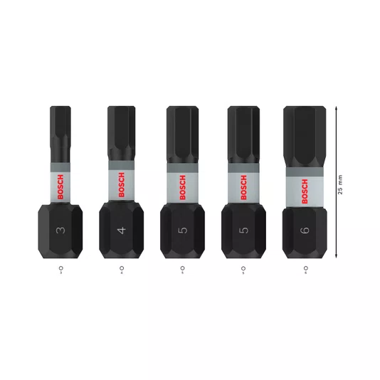 Bosch Kit De Bits Allen 25Mm Pro Impact Com 5 Peças - 2608521U59
