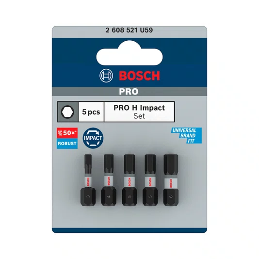 Bosch Kit De Bits Allen 25Mm Pro Impact Com 5 Peças - 2608521U59