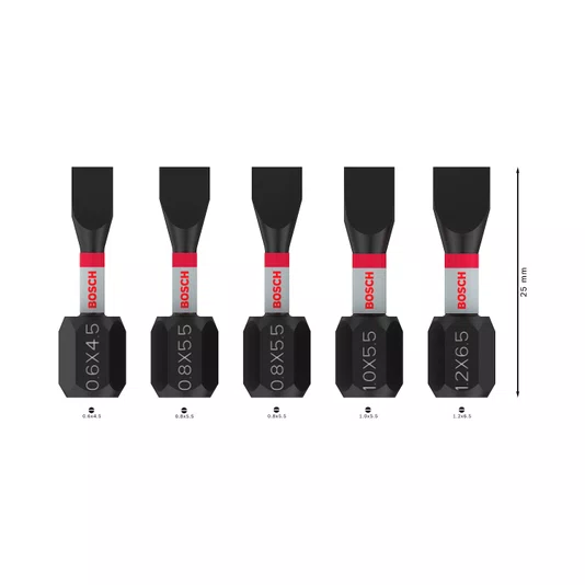 Bosch Kit Bits De Fenda/Sl Pro Impact 25Mm Com 5 Peças - 2608521U60
