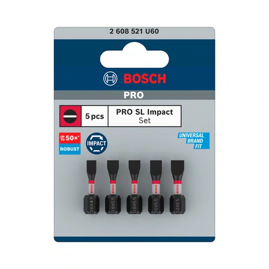 Bosch Kit Bits De Fenda/Sl Pro Impact 25Mm Com 5 Peças - 2608521U60