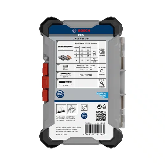 Bosch Kit De Bits Pro Impact E Brocas Para Metal Com 20 Peças - 2608521U84