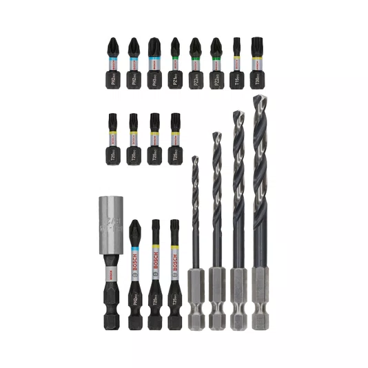 Bosch Kit De Bits Pro Impact E Brocas Para Metal Com 20 Peças - 2608521U84