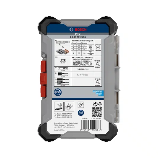 Bosch Kit De Bits Pro Impact E Brocas Para Metal Com 40 Peças - 2608521U86
