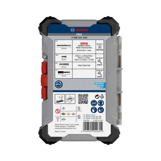 Bosch Conjunto De Brocas E Bits Pro Impact Com 20 Peças - 2608521U83