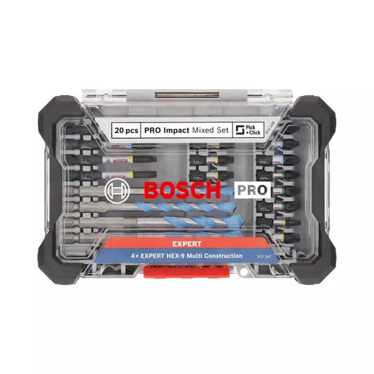 Bosch Conjunto De Brocas E Bits Pro Impact Com 20 Peças - 2608521U83