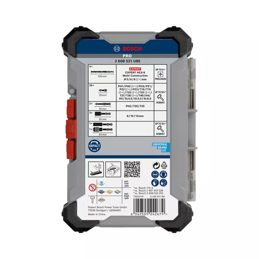 Bosch Kit De Bits Pro Impact E Brocas Multiconstruction Com 40 Peças - 2608521U85