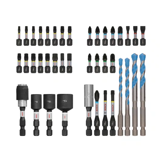 Bosch Kit De Bits Pro Impact E Brocas Multiconstruction Com 40 Peças - 2608521U85