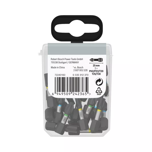 Bosch Jogo De Bits Ph/Pz/T 25Mm Pro Impact Com 25 Peças - 2608521U63