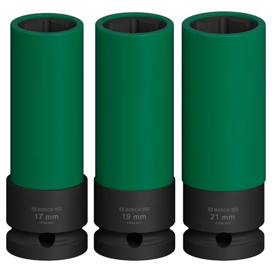 Bosch Kit Soquetes Extra Longos 1/2" Pro Impact Com 3 Peças - 2608003033