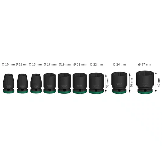 Bosch Jogo De Soquetes Standard 1/2" Pro Impact Com 9 Peças - 2608003038