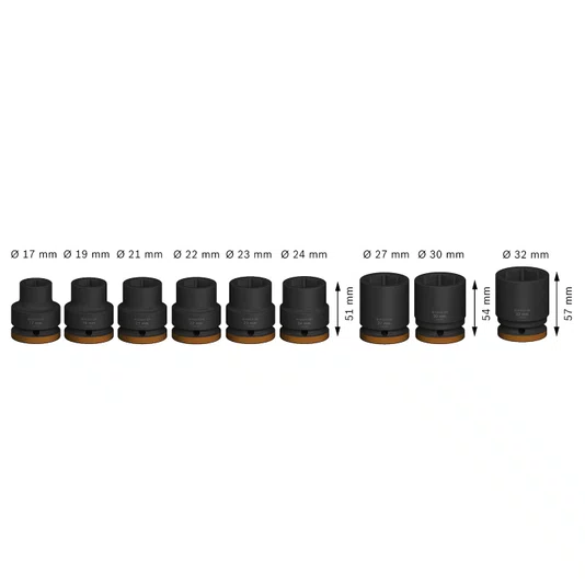 Bosch Jogo De Soquetes Standard 3/4" Pro Impact Com 9 Peças - 2608003041