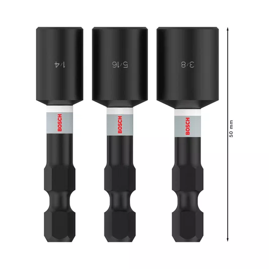 Bosch Kit De Soquetes 50Mm Pro Impact Com 3 Peças - 2608521U65