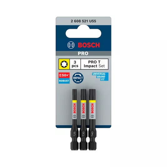 Bosch Bits Pro Impact Torx T25, T30, T40, 55 Mm 3 Peças - 2608521U55