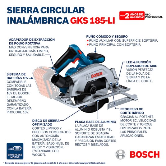 Serra Circular 18V Gks 185Li Sb C/Disco 06016C12E1