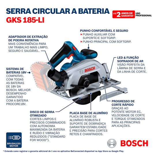 Serra Circular 18V Gks 185Li Sb C/Disco 06016C12E1