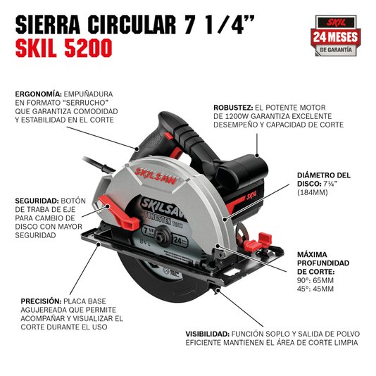Serra Circular Skil 5200 1200W 220V Com Disco 24 Dentes - F0125200Ja