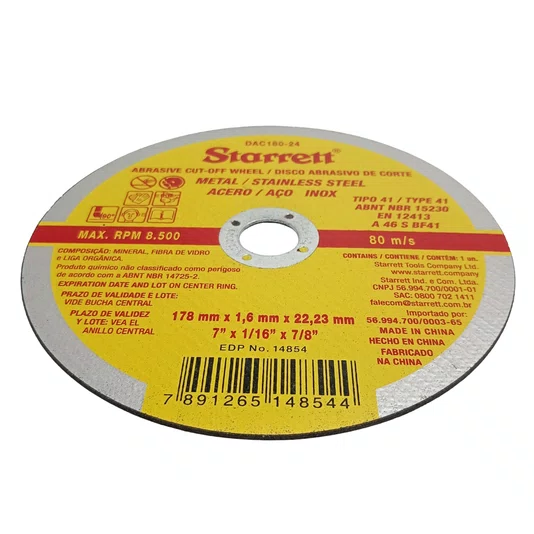 Starrett Disco Abrasivo De Corte 180 X 1.6 X 22.2Mm - Dac180-24