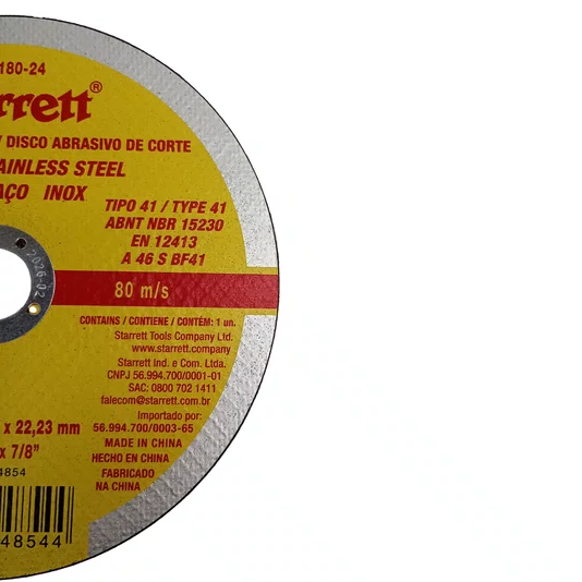 Starrett Disco Abrasivo De Corte 180 X 1.6 X 22.2Mm - Dac180-24