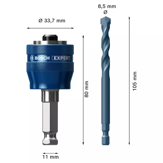 Bosch Suporte Hexagonal Com Broca Guia 8Mm X 60Mm Tct Expert - 2608901965