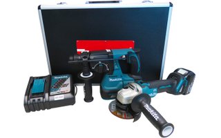 Combo Kit Esmerilhadeira Dga454 + Martelete Dhr242 + Maleta De Aluminio Makita - Dlx2164X