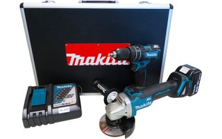 Combo Kit Esmerilhadeira Dga454 + Parafusadeira Dhp480 + Maleta De Aluminio Maki - Dlx2163X - Makita